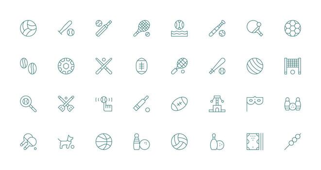 32 Thin Line Icons for Ball Graphics UI Icon Set vector