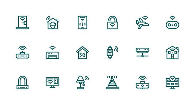 Wifi icono colección con 18 fuerte carrera línea diseños icono conjunto para web vector