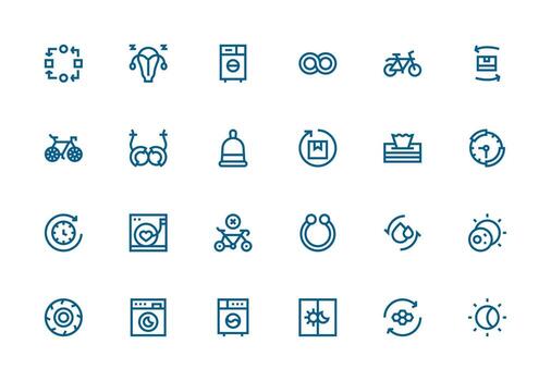 Thick Line Line Icons from Cycle Set with 24 Vectors Complete Icon Bundle for Web Design