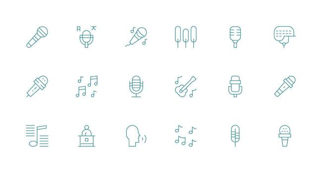 Minimal Line Icons from Vocal Set with 18 Vectors Professional Icon Pack for Development Work