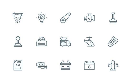 15 Engine Icons in Regular Line Aesthetic Core Icon Collection for Daily Tasks vector