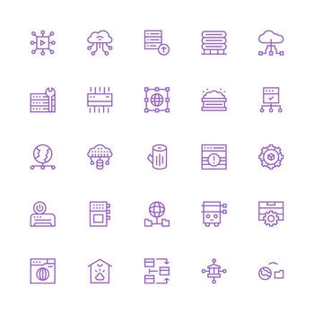 medio carrera contorno íconos desde servidor conjunto con 25 vectores universal icono paquete