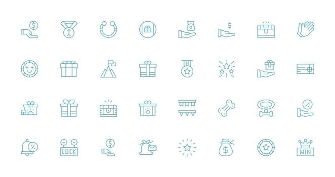 Reward featuring 32 Icons in Thin Line Design Multi-Purpose Icon Set vector
