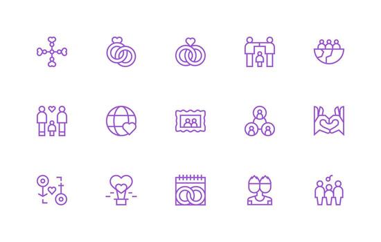 Regular Line Icons from Togetherness Set with 15 Vectors Organized Glyph Icons for Fast Design