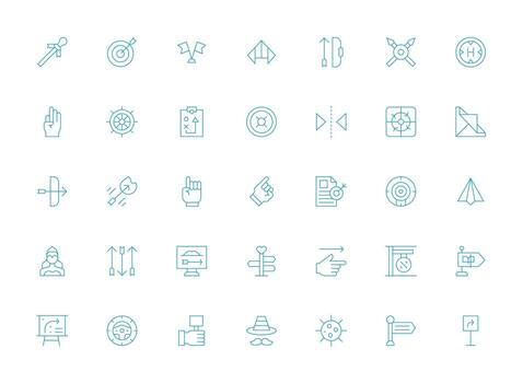 35 Icons for Direction in Light Line Format Quick Access Icons for UI Development vector