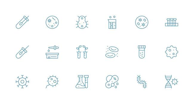 microbiología visual paquete conteniendo 18 mínimo línea íconos lleno icono biblioteca para ui diseñadores vector