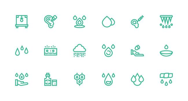 Drops featuring 18 Icons in Strong Stroke Line Design Essential Icons for Rapid UI Building vector