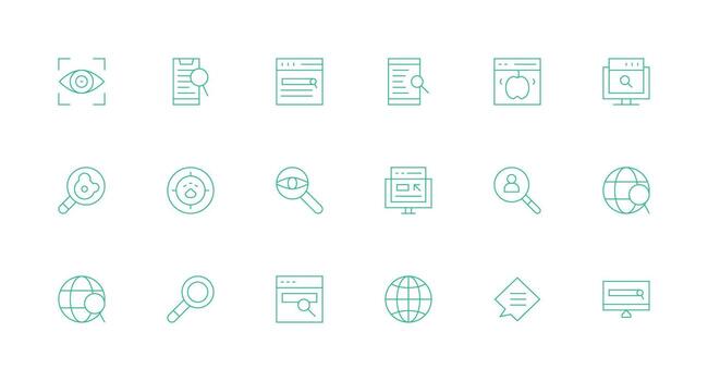 mínimo línea íconos desde vistazo conjunto con 18 vectores flexible icono sistema para web interfaces