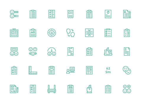 35 Regular Clean Line Style Icons from Survey Collection Clean Icon Collection for Web Use vector