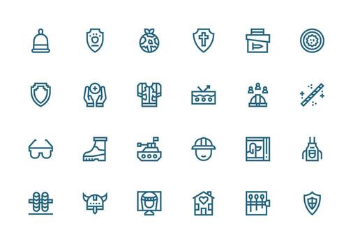 Protection Icon Set with 24 Thick Line Line Graphics Full Icon Library for UI Designers vector
