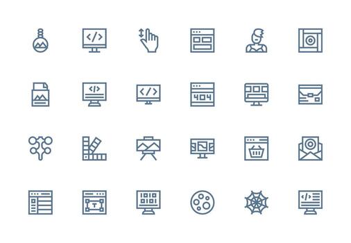 web diseño diseño íconos presentando 24 en grueso línea línea estilo equilibrado icono conjunto para funcional diseño vector