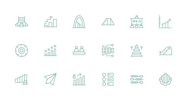 18 Minimal Line Icons for Progression Graphics User Interface Icons for Digital Products vector