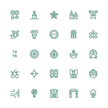 25 Medium Stroke Outline Style Icons from Symbolism Collection Fully Editable Icon Set for Web vector