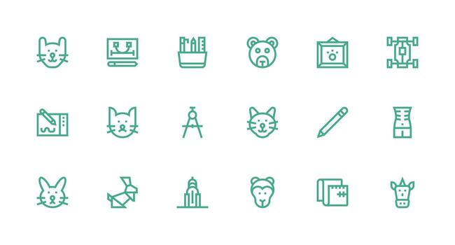 Drawing Icon Collection with 18 Strong Stroke Line Designs Essential Icons for Rapid UI Building vector