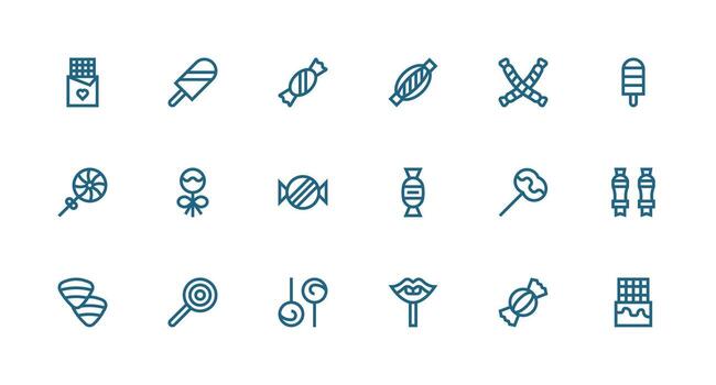 18 Strong Stroke Line Style Icons from Candy Collection Well-Structured Icons for Creative Use vector