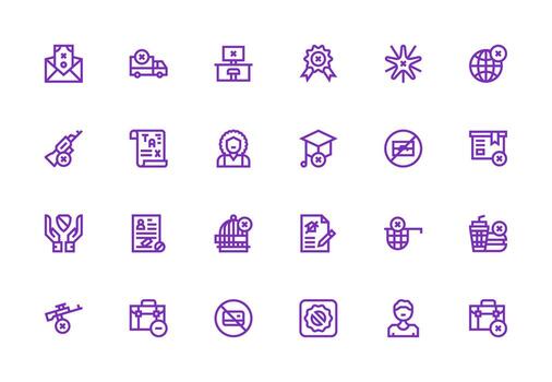 24 Icons for Denied in Thick Line Line Format Icon Set for Web vector
