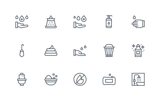 15 Regular Line Icons for Sanitation Graphics Icons Built for Visual Consistency Pack vector