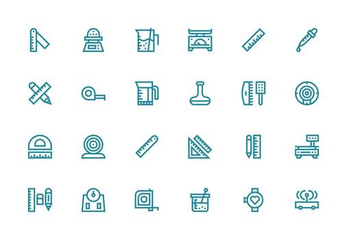 medición icono conjunto con 24 grueso línea línea gráficos profesional icono paquete para desarrollo trabajo vector