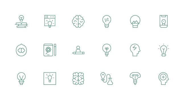 creatividad conjunto con 18 mínimo línea íconos personalizable icono serie para móvil pantallas vector