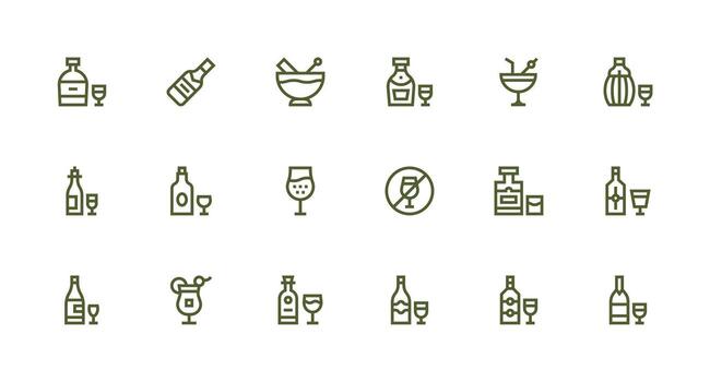 18 Strong Stroke Line Icons for Spirits Graphics Complete Icon Set for Mobile Apps vector
