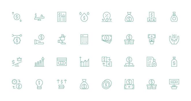 32 Icons for Profit in Thin Line Format Multi-Style Icons for Creative Projects vector