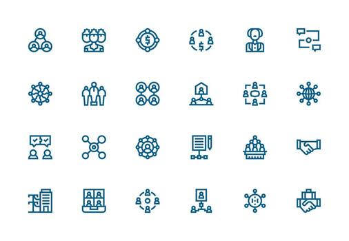 24 Icons for Collaboration in Thick Line Line Format Pixel Perfect Icon Set vector