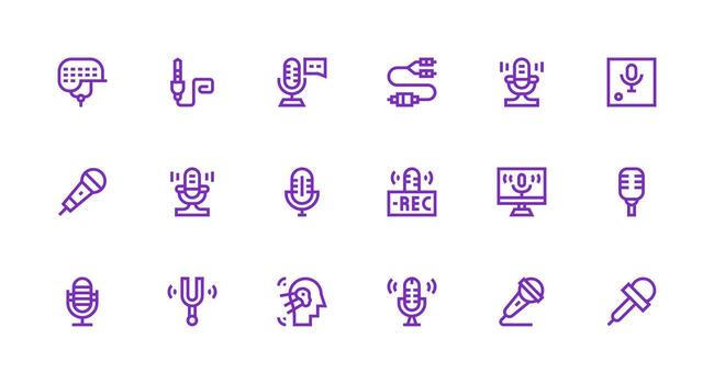 Audio Input including 18 Strong Stroke Line Illustrations Interface Icon Collection for Daily Projects vector