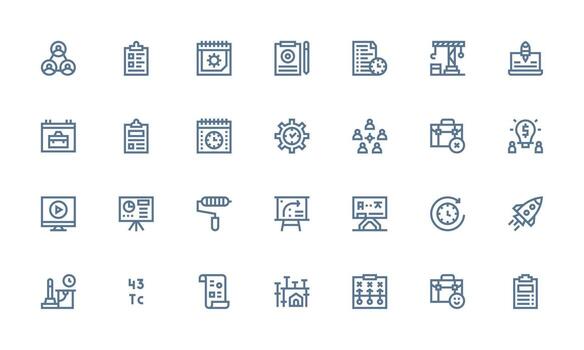Project Icon Set with 28 Bold Line Graphics Lightweight Icon Series for Fast Prototypes vector