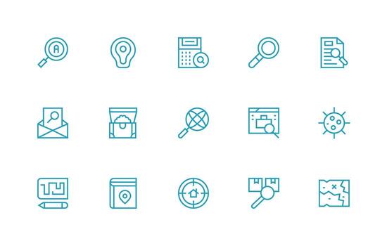 15 Icons for Find in Regular Line Format Flexible Icon System for Web Interfaces vector