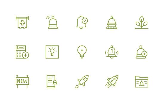 New Icon Collection with 15 Regular Line Designs All Device Compatible Icon Set vector