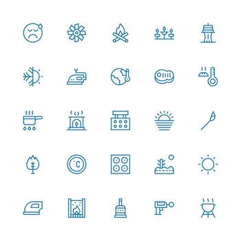 Heat Icon Set with 25 Medium Stroke Outline Graphics Reusable Icon Set vector
