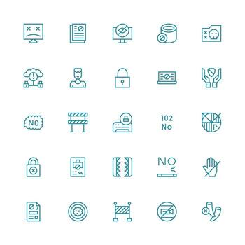 25 Medium Stroke Outline Vectors for Access Denied Theme Responsive Icon Set for Flexible Layouts