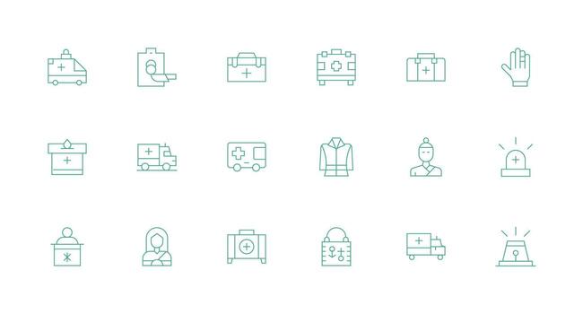 18 Icons for First Responder in Minimal Line Format Neutral Style Icons for Any Project vector
