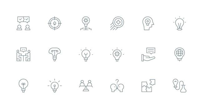 18 Icons for ProblemSolving in Minimal Line Format Essential Icon Set for Teams vector