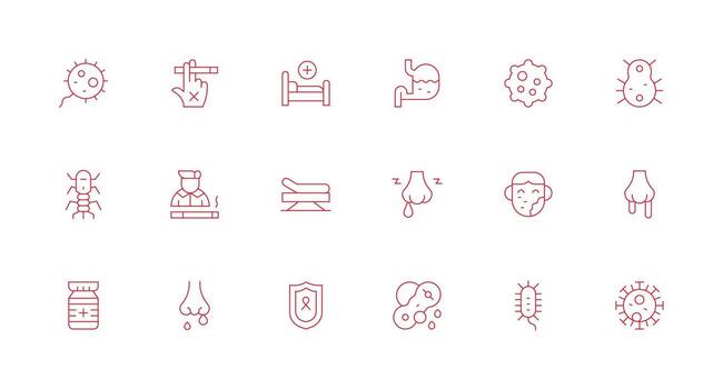 18 Minimal Line Icons for Illness Graphics Neat Icon Set vector