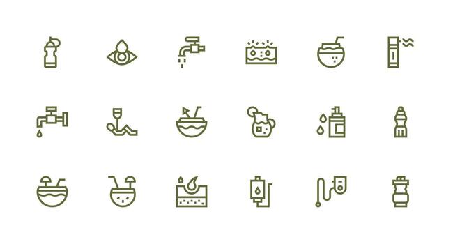 18 Strong Stroke Line Style Icons from Hydration Collection All Device Compatible Icon Set vector