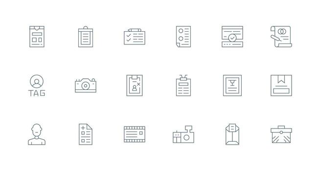 Record Design Icons featuring 18 in Minimal Line Style Web Icon Collection vector