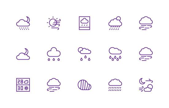 Cloudy featuring 15 Icons in Regular Line Design Essential Icons for Rapid UI Building vector