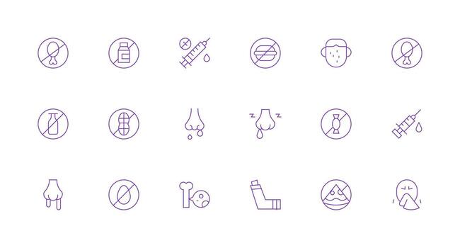 18 Minimal Line Icons for Allergy Graphics Scalable Icons for All Themes vector