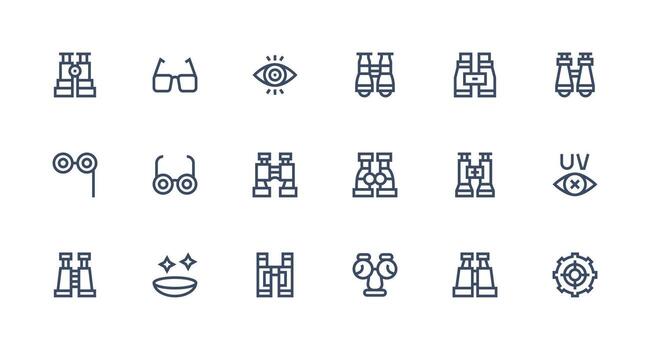 Sight Set with 18 Strong Stroke Line Icons Interface Icons for Daily Use vector