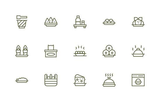 Regular Line Icons from Tray Set with 15 Vectors Modern Line and Glyph Icon Series