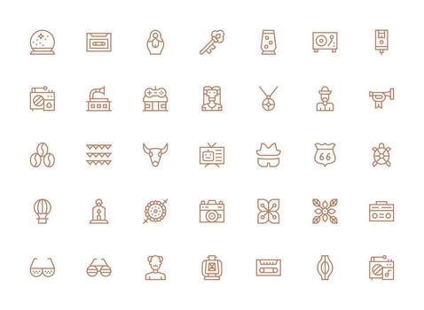 35 Regular Clean Line Style Icons from Retro Collection Scalable Icons for All Themes vector