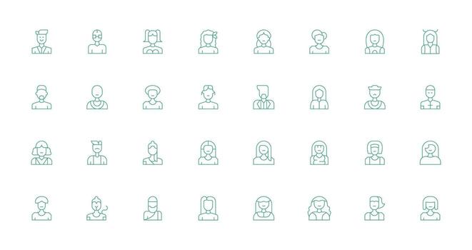 32 Thin Line Style Icons from User Icon Collection Line Icon Collection vector