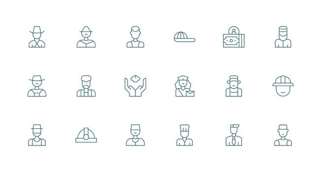Worker Visual Pack containing 18 Minimal Line Icons Basic Icon Series vector