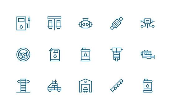 15 Regular Line Style Icons from Motor Collection Sharp Icons for Presentations vector