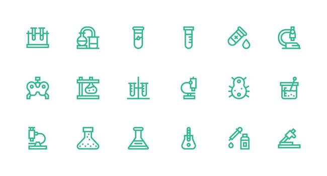 Lab Equipment Icon Set with 18 Strong Stroke Line Graphics Clean Icon Set Icon Pack for UI Projects vector