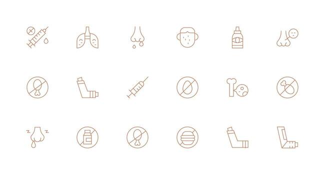 Allergy Visual Pack containing 18 Minimal Line Icons User Interface Icons for Digital Products vector