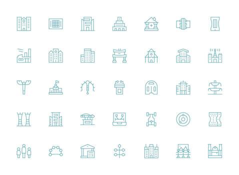 Light Line Icons from Structure Set with 35 Vectors Flexible Icon System for Web Interfaces
