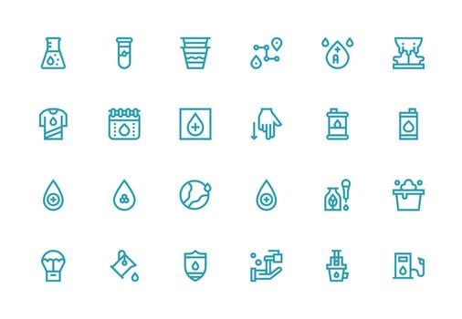 soltar icono colección con 24 grueso línea línea diseños núcleo icono colección para diario Tareas vector