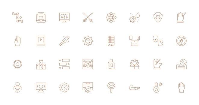 Control Design Icons featuring 32 in Thin Line Style Sharp Icons for Presentations vector